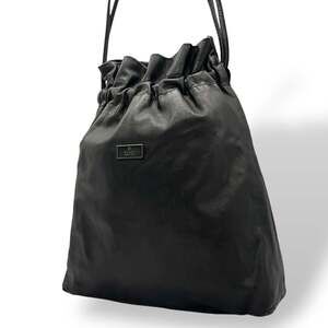 Gucci One-Shoulder Drawstring Bag in Black Leather with Silver Hardware, Wome...